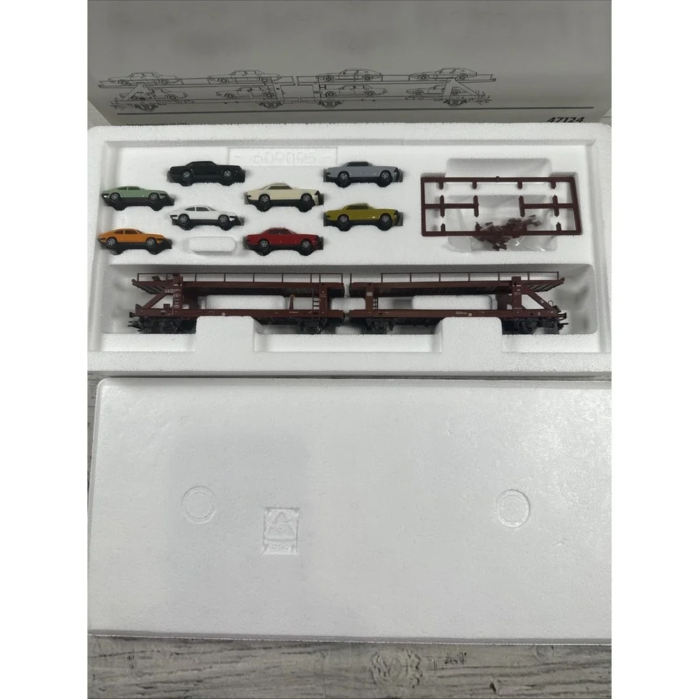 Märklin 47124 HO DB AURO TRANSPORT CAR W/8 FORD CARS DOUBLE DECK ERA IV